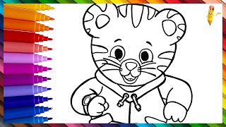 Drawing And Coloring Daniel Tiger 🐯⌚🐾 Drawings For Kids [upl. by Piefer]