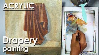 How to Paint Folds in Fabric in Acrylic Drapery Painting [upl. by Anelaf628]