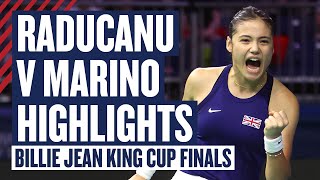 Highlights  Emma Raducanu v Rebecca Marino  GB v Canada  Billie Jean King Cup Finals 2024  LTA [upl. by Oicnanev]