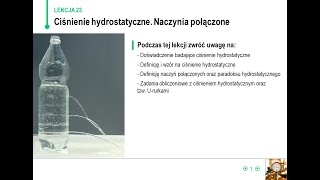 Fizyka  klasa 7  Ciśnienie hydrostatyczne Naczynia połączone [upl. by Ammej856]