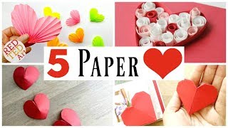 5 Easy Paper Heart DIYs for Valentines Day [upl. by Arramahs]