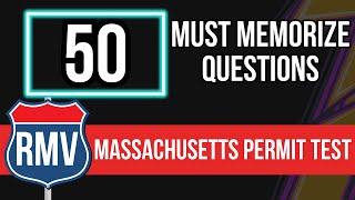 RMV Massachusetts Permit Test 50 Must Memorize Questions [upl. by Bergeron670]