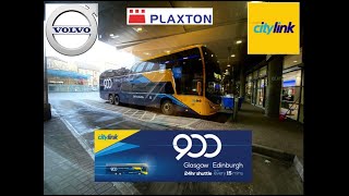 Scottish Citylink 900 Glasgow to Edinburgh Plaxton Panorama Volvo B11RLET 50415 YX69LBO [upl. by Omor]