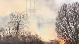 Brush fire at Massasoit Community College Brockton Massachusetts [upl. by Ellehsim839]