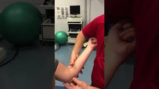 Palpation medial elbow ulnar nerve and UCL [upl. by Anastice]