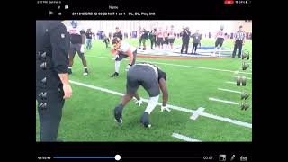 Bernhard Raimann Senior Bowl Film 1v1 Central Michigan OT 57 [upl. by Salohcim]