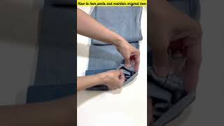 HOW TO SHORTEN PANTS AND MAINTAIN ORIGINAL HEM shorts sewing tailoring sewinghacks [upl. by Assyle488]