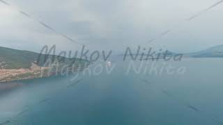 Igoumenitsa Greece Large ferry enters the port Aerial View Departure of the camera [upl. by Nnalorac]