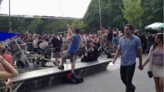 Glee behindthescenes Lea Michele and Dean Geyer filming in Washington Square Park Take 1 [upl. by Troyes652]