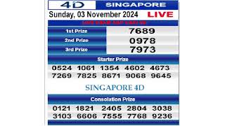 Singapore Live draw result 03112024  Live Draw SGP [upl. by Marba571]