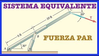 ESTATICA Sistema equivalente fuerza  par Ejercicio 381 Beer and Jhonston [upl. by Ahsatsan]