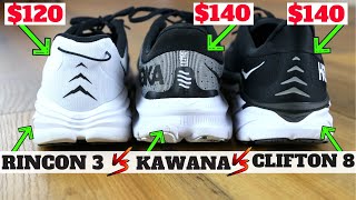 Hoka One One Kawana vs Hoka Clifton 8 vs Hoka Rincon 3 Comparison [upl. by Rodriguez94]