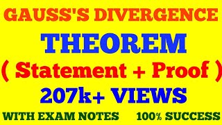 GAUSS DIVERGENCE THEOREM  WITH EXAM NOTES [upl. by Berglund61]