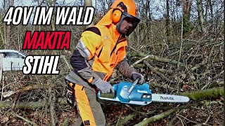 40 Volt im Wald UC011g makita firewood stihl [upl. by Draned781]