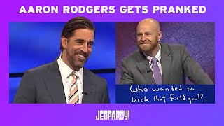 Aaron Rodgers Jeopardy Guest Host Highlight  JEOPARDY [upl. by Alyakam]