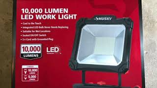 BRIGHT REVIEW ON THE 10000 LUMEN HUSKY LED WORK LIGHT [upl. by Torry]