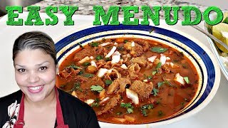 MENUDO ROJO  How To Make Menudo With Hominy  Simply Mama Cooks [upl. by Aleacim]