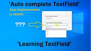 Auto complete TextField and Learning TextField  How to use in JavaFX [upl. by Attirb449]