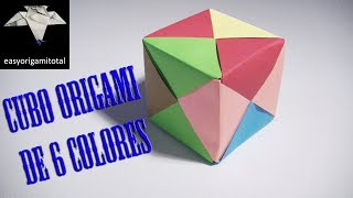 Como hacer un cubo modular origami de 6 colores cubo modular de papel [upl. by Hakilam]