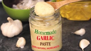 How to Make and Preserve Garlic Paste  Homemade Garlic Paste [upl. by Rtoip226]