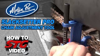 How To Use The Motion Pro Slacksetter Chain Adjustment Tool And Review  Sportbike Track Gear [upl. by Ecnerwal]