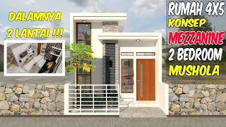 Ide Desain Rumah Mezzanine 4x5 Paling Keren  2 Kamar Tidur [upl. by Dareece]