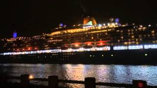 Cruiseship Queen Victoria leaving Amsterdam by night [upl. by Macri]