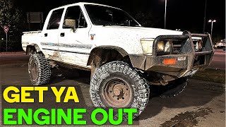 3L Engine Removal 💪 Supercharged Hilux Build Pt17 [upl. by Edgerton]