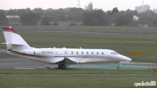 Brand New Cessna 680 Citation Sovereign  Close up landing and take off  Gloucestershire Airport [upl. by Warwick]