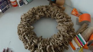 Very Simple Ruffle Burlap Wreath [upl. by Netsyrc864]