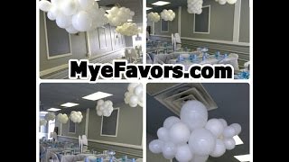 How to Make a Floating Balloon Cloud  Baby Shower Heaven Sent Theme Party  DIY [upl. by Kappenne557]