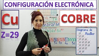 CONFIGURACIÓN ELECTRÓNICA COBRE Z29 Cu ⚛Diagrama orbitales cobre⚛ Dibujo del átomo de cobre [upl. by Lexine]