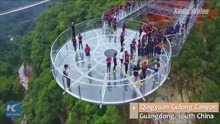 UFOshaped glass skywalk opens in Guangdong China [upl. by Lipkin]