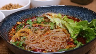 Hot and Sour Noodle Soup Recipe Sichuan Suan La Fen 酸辣粉 [upl. by Auehsoj]