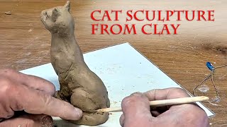 Art for kids Cat sculpture from clay [upl. by Ainig]