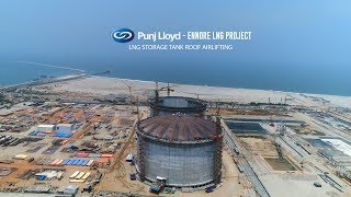 Punj Lloyd  Ennore LNG Project  LNG Storage Tank Roof Airlifting [upl. by Askari]