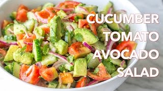 Salads Cucumber Tomato Avocado Salad Recipe  Natashas Kitchen [upl. by Dibrin666]