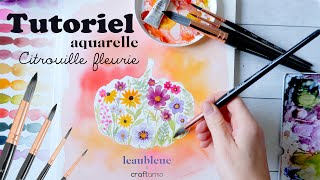 Tutoriel aquarelle  Citrouille Fleurie🍂🎃🌺 Lancement coffret de pinceaux signature avec Craftamo [upl. by Ahteres]