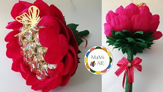 SŁODKI BUKIET Z CUKIERKÓW 🌺 DIY 🌸 KWIAT Z BIBUŁY 🌸 SŁODKIE KWIATY Z BIBUŁY [upl. by Birdie]