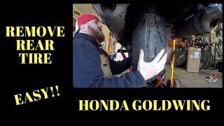 Honda GoldWing Rear Tire Removal EASY [upl. by Merrili256]