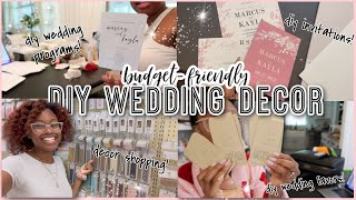 DIY WEDDING DECOR ON A BUDGET💍 DIY Invitations Table Decor Wedding Favors  Shop with Me amp HAUL [upl. by Packer294]