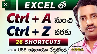 MsExcel Shortcut Keys Telugu 👉 CtrlA to CtrlZ  Computersaddacom [upl. by Arreit]