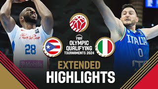 Puerto Rico 🇵🇷 vs Italy 🇮🇹  Extended Highlights  FIBA OQT 2024 Puerto Rico [upl. by Annawal]