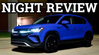 2022 VW Taos Night Review amp Drive  Adaptive Lights Ambient Lights and More [upl. by Ringo]