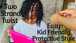 Two Strand Twists For KidsEasy Protective StyleNatural Type 4 Hair [upl. by Ihsorih507]