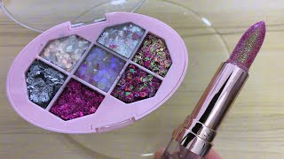 Makeup slimeSatisfying slime coloring with lipstickampHighlighter compilation Lipstick slime ASMR [upl. by Ayeka]