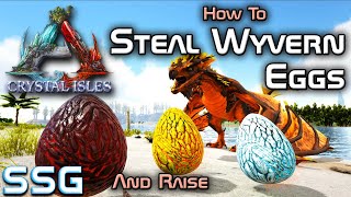 ARK Crystal Isles How to Steal Wyvern Eggs amp Raise [upl. by Trebled]