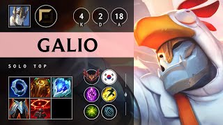 Galio Top vs Gnar Killing spree  KR Grandmaster Patch 1418 [upl. by Eannej]