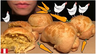 Probando Empanadas Peruanas de Ají de Gallina  Mukbang Perú [upl. by Neeloj367]