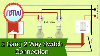 Lighting Circuit 2 Plate Method How to Wire and Connect up 2 Way Switches Connections Explained [upl. by Gnehc]